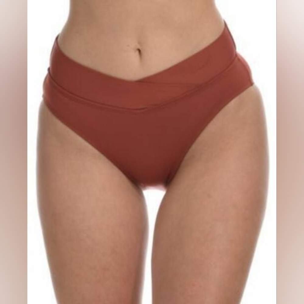 NWT LaBlanca Rust Cross Over High Waist Bikini Swimsuit  Bikini Bottom SZ 14